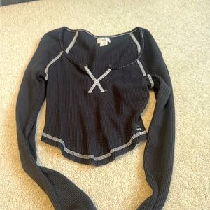 Urban Outfitters Blue Ribbed Crop Blouse
